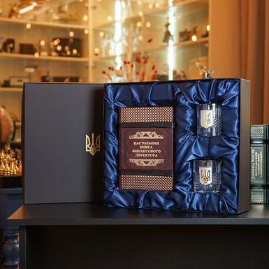 Набор из книги Стивена Брега «Настольная книга финансового директора» с двумя бокалами для виски в подарочной коробке