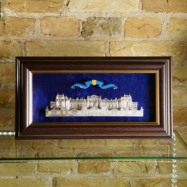 Коллаж "Мариинский дворец" из гальванопластикы, серебра и патины