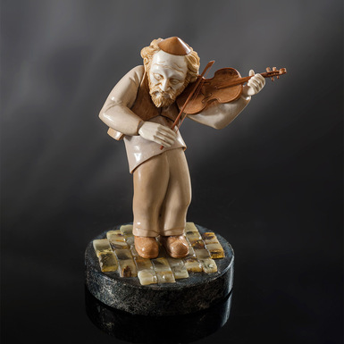 Figurine "Fiddler Monya" (tusk, mammoth, amber, pyrotin) by Lobortas