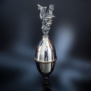Silver glass "Dragon" (white and black diamonds) by Lobortas