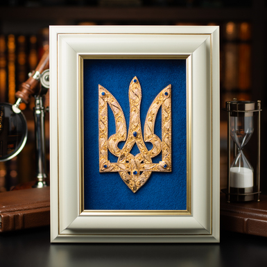Подарочный коллаж "Тризуб Украины" ручной работы