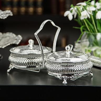 Silver plated set of two jam bowls "Dolce Vita" by Queen Anne, UK