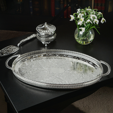 Silver plated tray with handles "Glory" by Queen Anne, UK