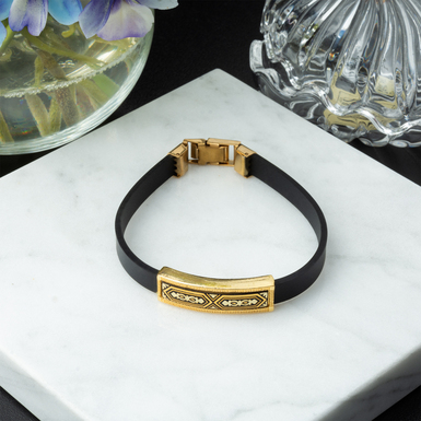 Damascus steel bracelet with gold plated "Luna" from Anframa