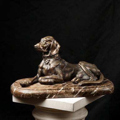 Hand-made bronze copy of sculpture of Lieberich M. dog "Pointer", 1860s, by Valentina Mikhalevich (10 kg)