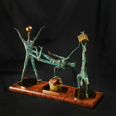 Handmade bronze sculpture "Acrobats" by Valentina Mikhalevich (13 kg)