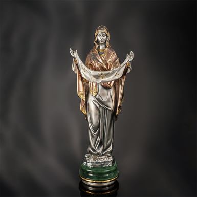 Seal "Protection of the Holy Virgin" (bronze, silver, jade, white diamonds) by Lobortas