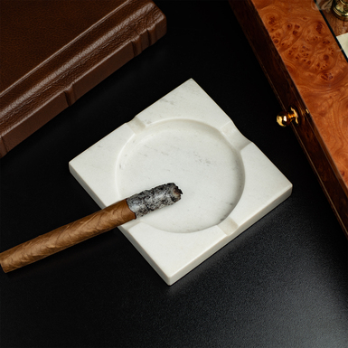 Handmade square ashtray “Marble beauty” made of white marble by MARKAM