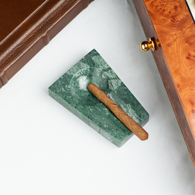 Handmade rectangular ashtray "Green Day" made of green marble by MARKAM