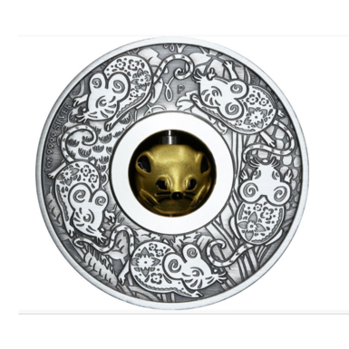 Подарочная серебряная монета "Год Мыши", 1 доллар