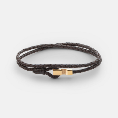 Leather bracelet with gold plated insert "Anders" from Skultuna