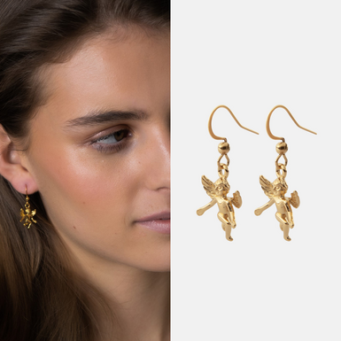 Gold plated steel earrings "Cupids" by Skultuna