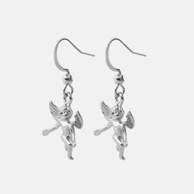 Silver plated steel earrings "Silver cupids" by Skultuna