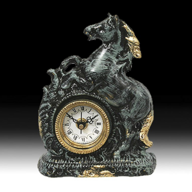Bronze desk clock "Golden-maned horse" by Virtus