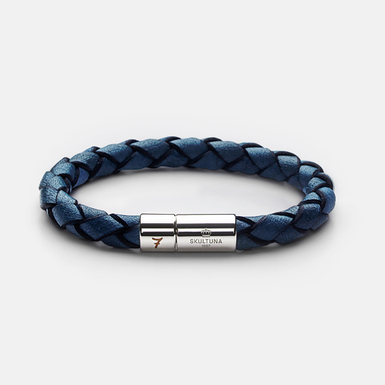Genuine leather bracelet "Amulet" (blue, size M) by Skultuna (unisex)