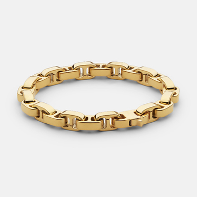 Gold plated steel bracelet "Bicycle chain" (size L) by Skultuna (unisex)