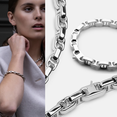 Silver plated steel bracelet "Argent" (size M) by Skultuna (unisex)