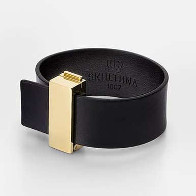 Genuine leather bracelet with clasp "Modern" (black) by Skultuna