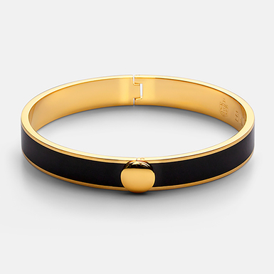 Enamel and gold plated brass bracelet "Ring" (black, size M) by Skultuna (unisex)