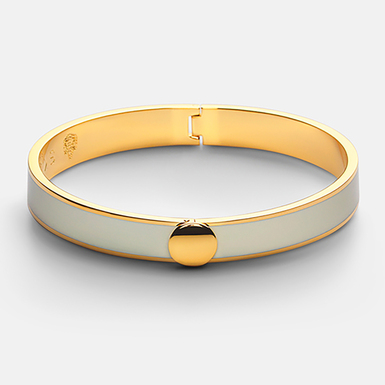 Enamel and gold plated brass bracelet "Ring" (white, size M) by Skultuna