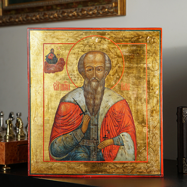 Ukrainian antique icon of St. Elias from the mid-19th century, central regions of Orthodoxy