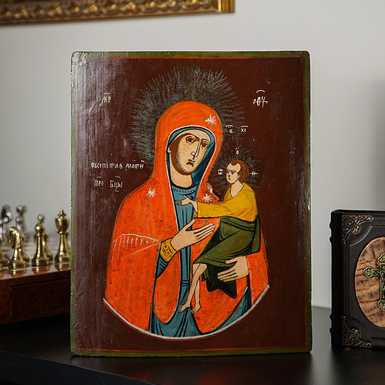 Ancient icon of the Arapet Mother of God (Oh, the All-Singing Mother) from the mid-19th century, Kholui
