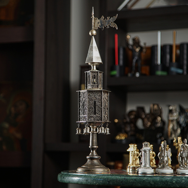 Старинный серебряный Бсамим (башенка для благовония) "Girth" ручной работы, 19 век 1835-1872 год (514 г)