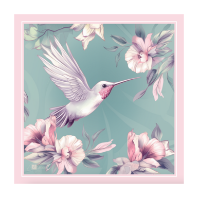 Платок из натурального шелка «Pinky bird» от FAMA (лимитированная коллекция, 65х65 см)