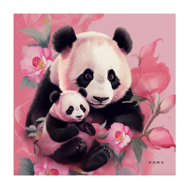 Платок из натурального шелка «Pinky panda» от FAMA (лимитированная коллекция, 65х65 см)