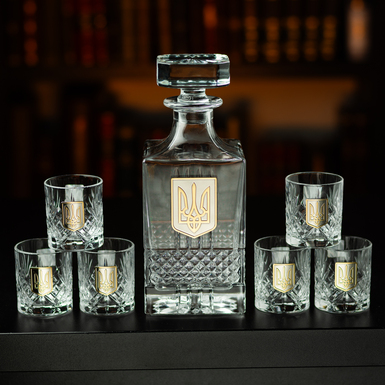 Crystal set for vodka (6 glasses and decanter) "National emblem" from BIANCANEVE