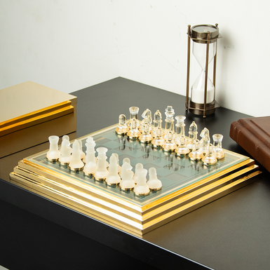Подарочные хрустальные шахматы с позолоченной латунью "Sophistication" от Сre Art (28х28 см), Италия
