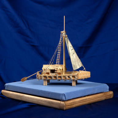 Handmade decorative model of Thor Heyerdahl's raft "Kon Tiki"