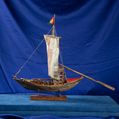 Decorative model of a Portuguese wine boat "Rabelo" handmade