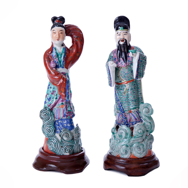Комплект раритетных фарфоровых статуэток "Семейная пара", Китай, вторая половина 20-го века