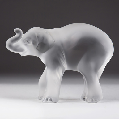 Rare crystal figurine "Baby Elephant" by Lalique, France, second half of the 20th century