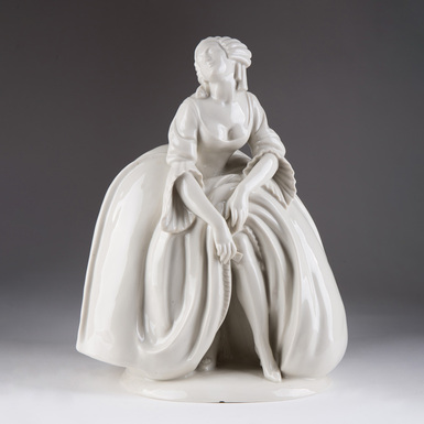 Антикварна порцелянова статуетка "Фрейліна" від Schwarzburg Workshop for Porcelain Art, Німеччина, 1918-1929 р.р.
