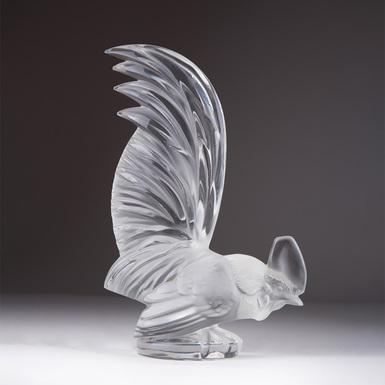 Rare crystal figurine "Cockerel" by Lalique, France, second half of the 20th century