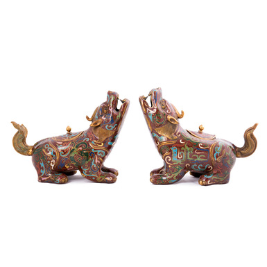 Set of antique cloisonne figurines "Symbol of Good Luck", China, early 20th century