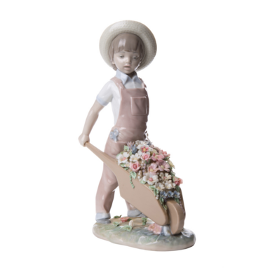 Фарфоровая статуэтка "Юный цветочник" от Lladro, Испания, 1974-1991 годы