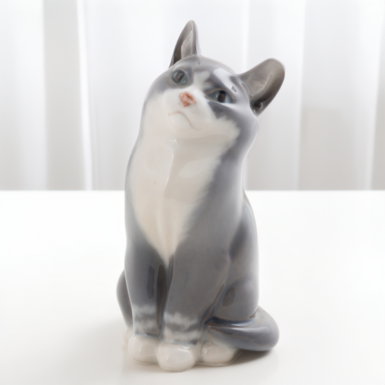 Porcelain figurine "Cat" by Royal Copenhagen, Denmark, 1960