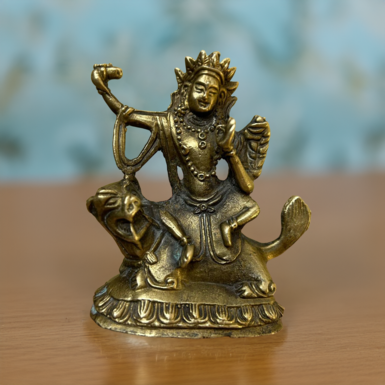 Antique bronze sculpture "Manjushri on a lion", Nepal, early 20th century