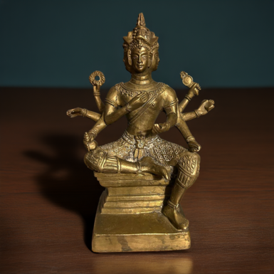 Антикварная бронзовая скульптура "Брахма-Сахампати", середина 20 века