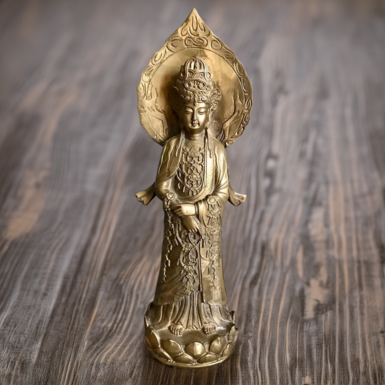 Антикварная бронзовая скульптура "Богиня Милосердия Гуаньинь", 1960-е годы