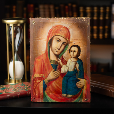 Старинная икона Смоленской Божьей Матери конца 19 века, Черкасская область