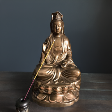 Antique temple copper sculpture "Bodhisattva Guan Yin"