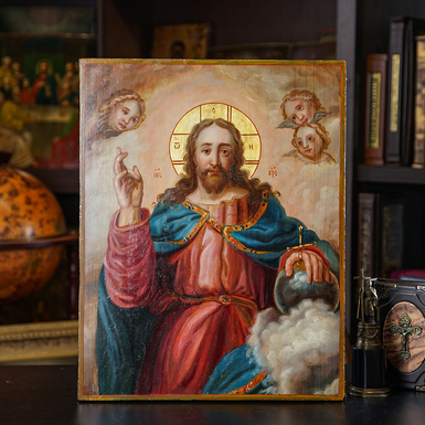 Antique icon of the Savior from the first half of the 19th century, Central regions of Orthodoxy