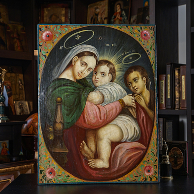 Старинная икона Пресвятой Богородицы «Трех Радостей» второй половины 19 века, Полтавщина