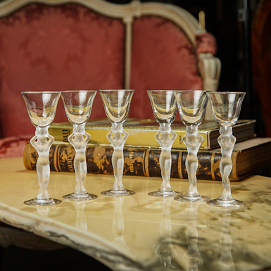 Set of 6 vintage glasses "Model" by LALIQUE