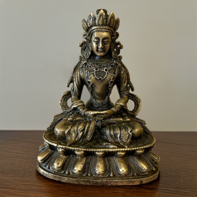 Antique bronze sculpture "Longevity Buddha Amitayus", Tibet