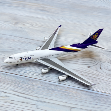 Scale model of the Boeing B747-400 Thai Airways aircraft made of metal 